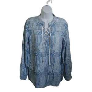 Standard Grace Lace Up  Tunic, Blue, L